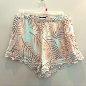 NWT Kendall and Kylie PacSun Shorts Women’s L Aqua Peach Tropical Palm Leaf